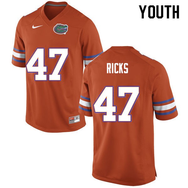 Youth #47 Isaac Ricks Florida Gators College Football Jerseys Orange
